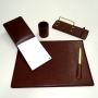 Set da scrivania Munari 6 pz in pelle colore marrone - 07.2028